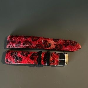 Michele Watch Strap Red Calf Hair Leopard